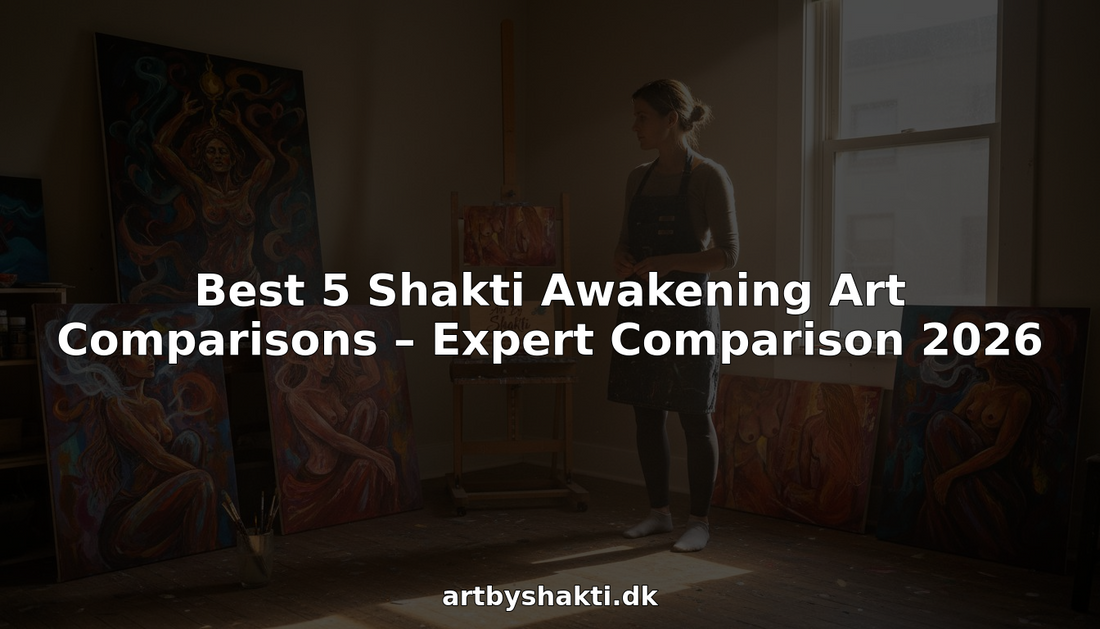 Woman comparing Shakti awakening artwork in studio