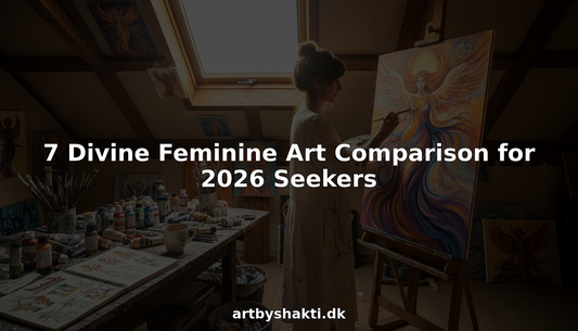 Artist painting divine feminine figure in a sunlit attic studio