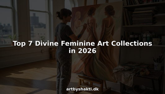 Artist painting divine feminine art in bright studio