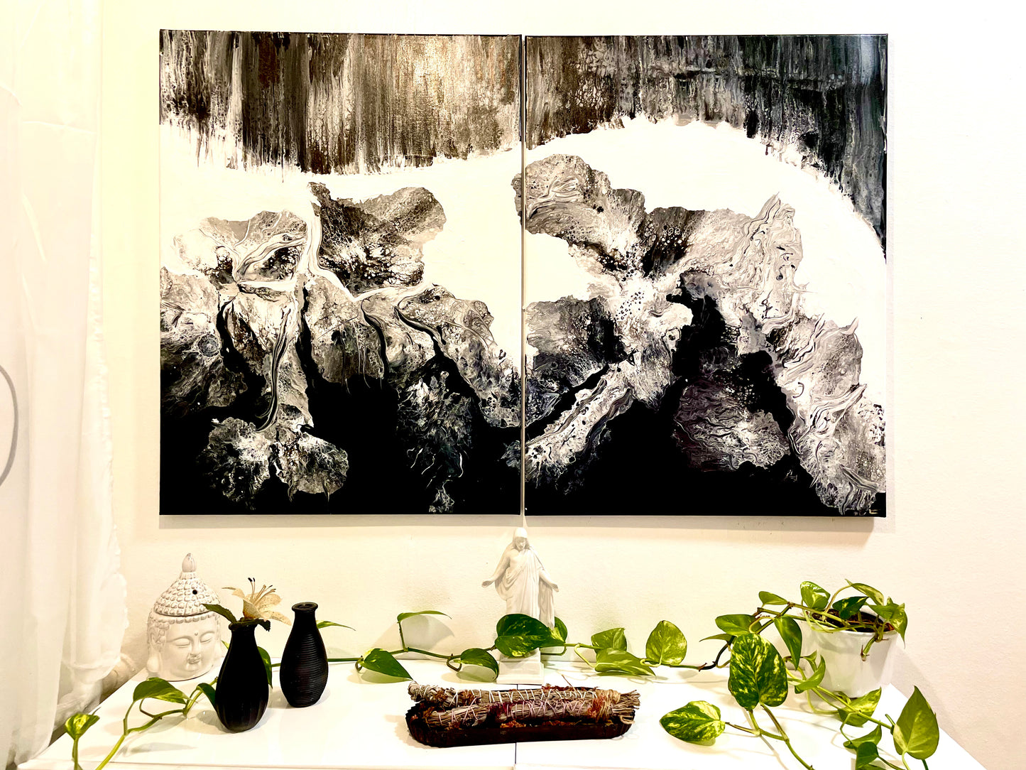 “Borderline and all in Between” Original art set- Diptych – Black & White Series